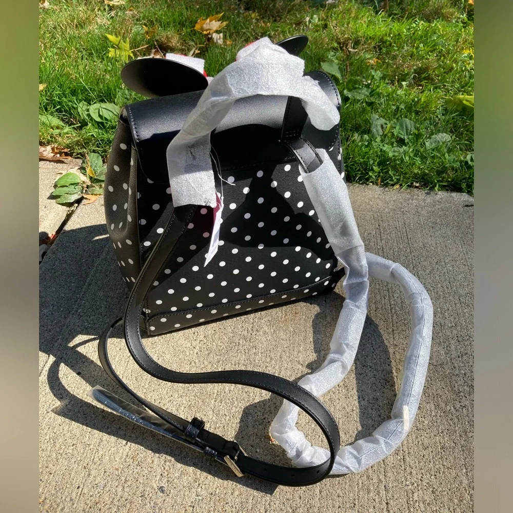 Disney x Kate Spade Minnie Mouse Ears Red Bow Black & White Polka Dot Back Pack